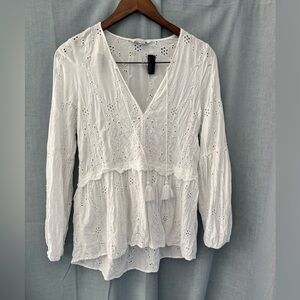 American Eagle Outfitters White Eyelet Blouse